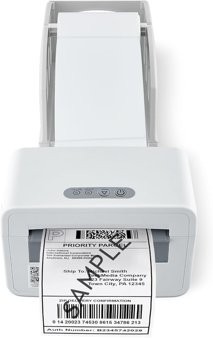 4x6 Shipping Label Printer - 203 DPI Thermal Label Printer for Small Business with Bluetooth/USB, Portable Thermal Printer for Warehouse, Home Office & Shipping Labels