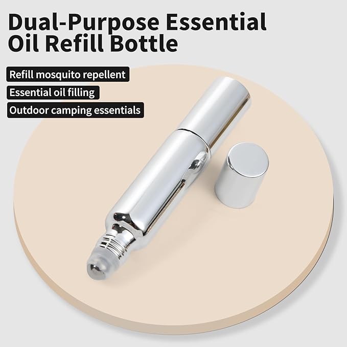 2-in-1 Travel Fragrance Spray and Roller-On Fragrance Bottle - Refillable Perfume Bottles (4 Pack) 10ML Essential Oil Roller, Travel Essentials, Roller-On Fragrance Spray Combo