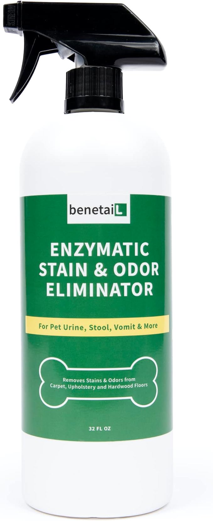 Benetail | Pet Enzymatic Stain & Odor Eliminator for Strong Odors Around the Home - Carpet Cleaner for Dog & Cat Urine - 32oz Spray