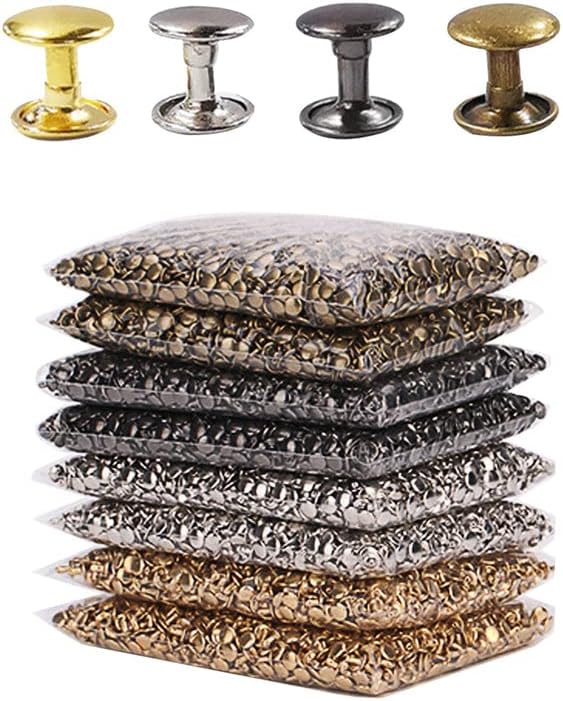 Hobby Trendy Hand Press with 1000 Sets of Iron 9mm Double Capped Rivets with Dies and Hole Punch(Red Press,Black Rivets)