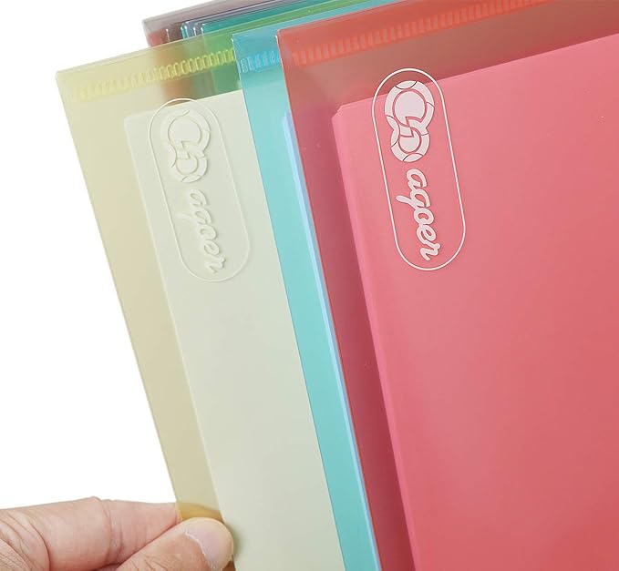 24 Pack Folders Plastic Envelopes, Colorful Plastic File Folders for Document, Letter A4 Size Poly File Envelopes with Label Pocket, Hook & Loop Closure for School Home Work Office Organizer, 6 Colors