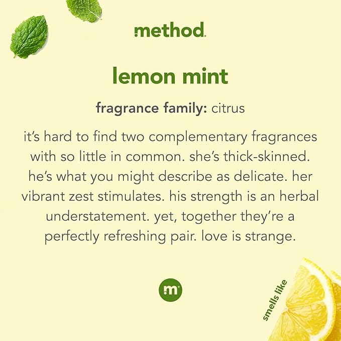 Method Dishwasher Detergent Packs, Lemon Mint, Dishwashing Rinse Aid to Lift Tough Grease and Stains, 30 Dishwasher Tabs per Package, (Pack of 4)