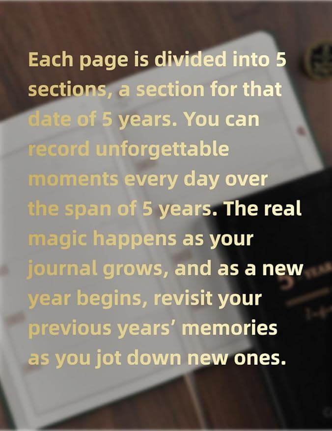 YouthWill Five Year Journal, 5-year Memory Notebook, Daily Journal, Undated Diary, One Line a Day, Soft Cover, Medium, 90gsm paper (Black)