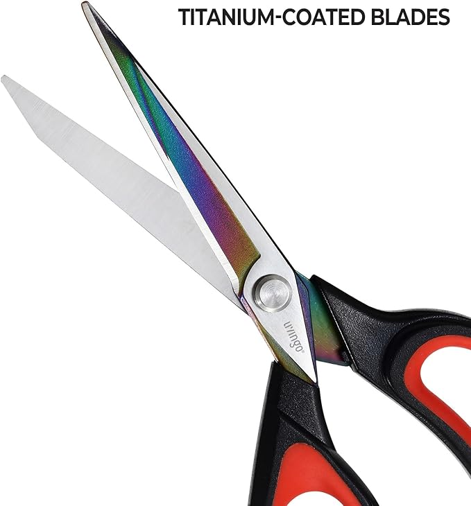 LIVINGO Left Handed Fabric Scissors - 9.5 inch Sharp Titanium Coated Stainless Steel Sewing Shears for Crafting Office Dressmaking Cutting Clothes, Leather, Paper