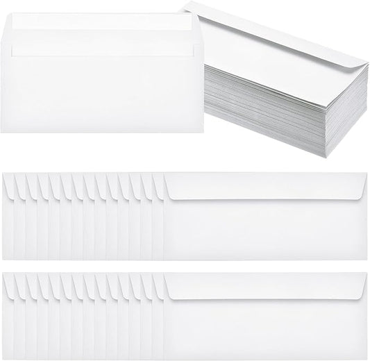 PATIKIL 100 Pack White #10 Business Envelopes, Colored Self Seal Letter Size Envelopes for Business Mailing Office Checks Invitation, 4-1/8 x 9-1/2 Inches