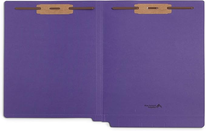 Blue Summit Supplies 50 Full End Tab Purple File Folders With Fasteners, Letter Size, Two Prongs, 50 Pack