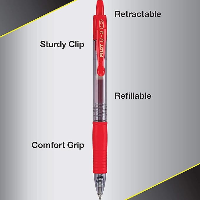 Pilot G2 Premium Gel Roller Pens, Bold Point 1 mm, Red Pens, Pack of 14 - Ideal for School, Journaling & Office Writing