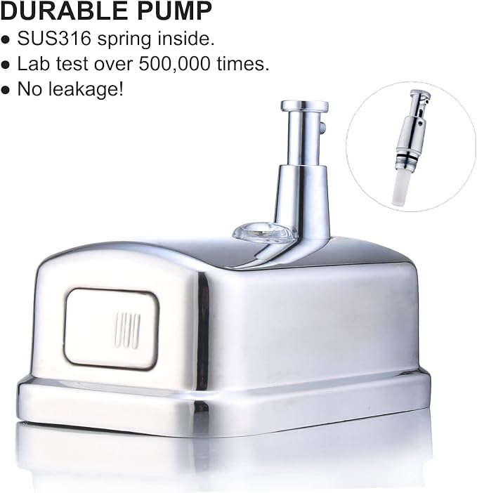 VANNSOO Commercial Soap Dispenser Wall Mount Stainless Steel Manual Liquid Pump Rust-Proof Leak Free for Bathroom (17 fl oz / 500ml)