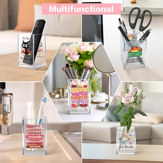 Healing Minds Shaping Future School Psychologist Acrylic Cosmetic Pencil Pen Holder Cup, Back to School Gifts for Teacher Psychologist, Appreciation Thank You Gifts for Women Men Teacher