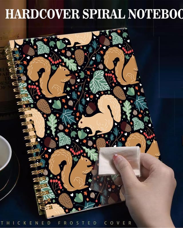 Spiral Journal Notebook,A5 Hardcover Lined Journals for Women Girl 6 x 8.3 in,120 Pages Thick Paper,Cute College Ruled Writing Notebook for Gifts Office Work School(Squirrel)