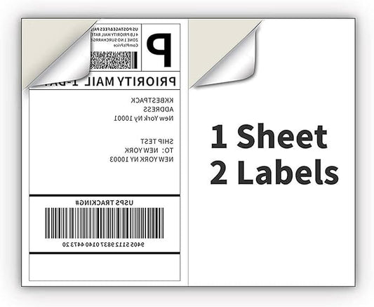 Coopaty Half Sheet Shipping Labels for Laser and Inkjet Printers 8.5 x 5.5 Mailing Address Labels, Permanent Adhesive (2000 Sheets, 4000 Labels)