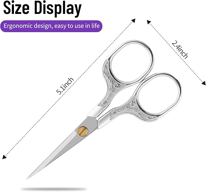 Facial Small Hair Grooming Beauty Scissors,2pcs 5 inch Comestic Cutting shears for Men and Women,Hair Trimming,Beard,Nose Hair,Eyelash,Sewing,Embroidery,Craft, Art Work & Everyday Use