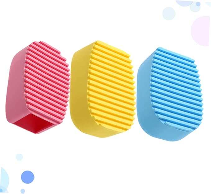 3pcs Mini Handheld Washboard Candy Silicone Laundry Brush for Stains and Spots Cleaning for Cuffs Collars Socks and More Yellow