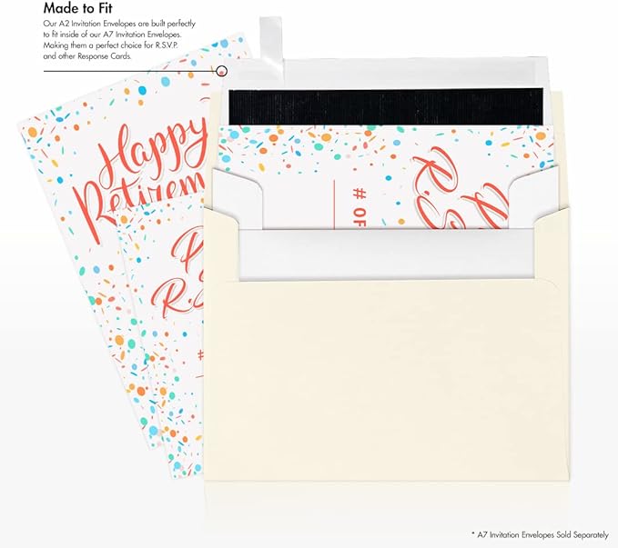 LUXPaper A2 Foil Lined Invitation Envelopes | Peel & Press | 4 3/8" x 5 3/4" | White w/Black LUX Lining | 70lb. Text | 50 Qty