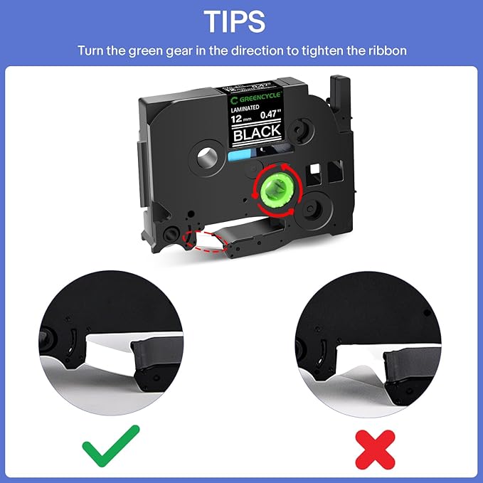 GREENCYCLE 3 Pack Label Maker Black Tape Compatible for Brother P-Touch TZe-335 Label Tape TZe335 TZ-335 TZe TZ 12mm 0.47 Laminated White on Black for Ptouch PT-D210 D220 H100 H110 D400 D600