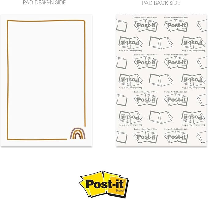 Modern Rainbow Sticky Note Pads / 4" x 6" Repositionable Trendy Boho Rainbow Sticky Notes / 50 Sheets Per Pad/Set of 5 Designs/Made in USA