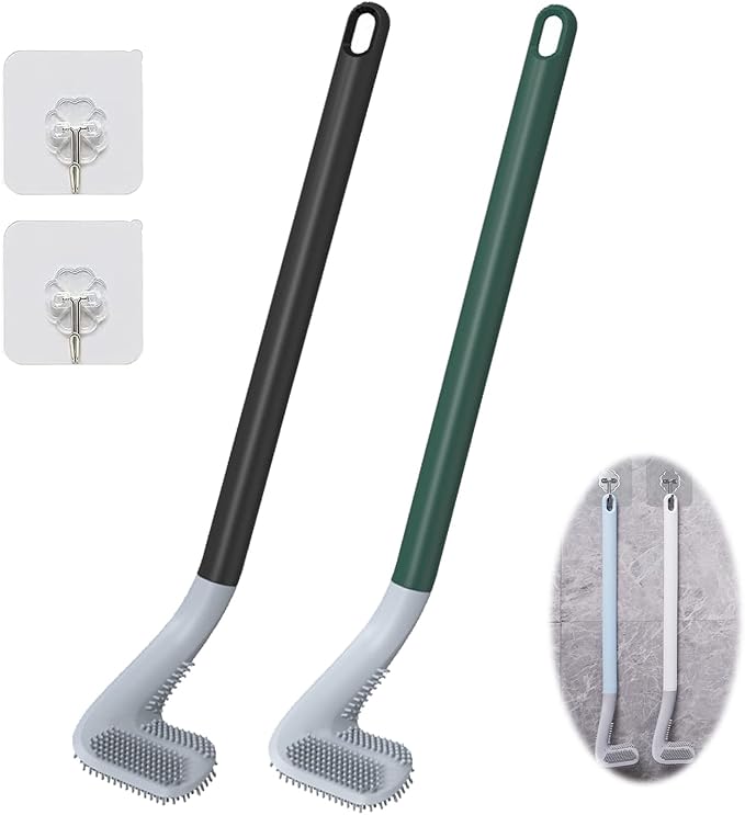 Golf Toilet Brush, Silicone Toilet Brush and Holder Set, Long Handled Toilet Brush, No Dead Corner (B(Without Cover))
