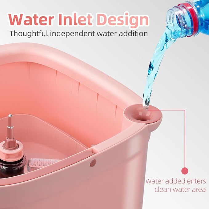 KZKR Spin Square mop and Bucket System with Wringer Set for Home with 10 Mop Pads (Pink)