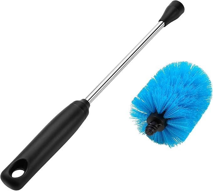 MOSOLAN Stainless Steel Bottle Brush with Replaceable Head, Long Handle Scrub Brush for Water Bottles, Glasswares, Mugs, Flasks, Tumblers, Vases, and Kitchen Sink, 2 Pack, 15 in