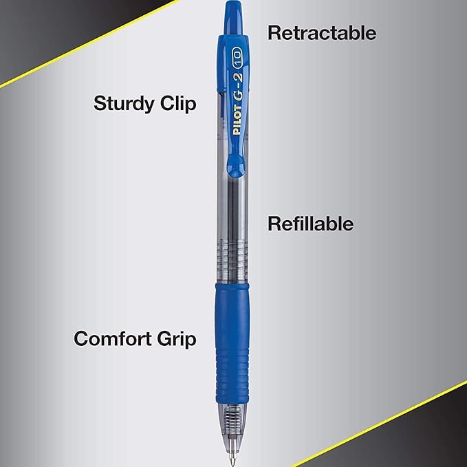 Pilot G2 Premium Gel Roller Pens, Bold Point 1 mm, Blue Ink Pens Bold Point, Pack of 14, - Ideal for School, Journaling, and Office Writing