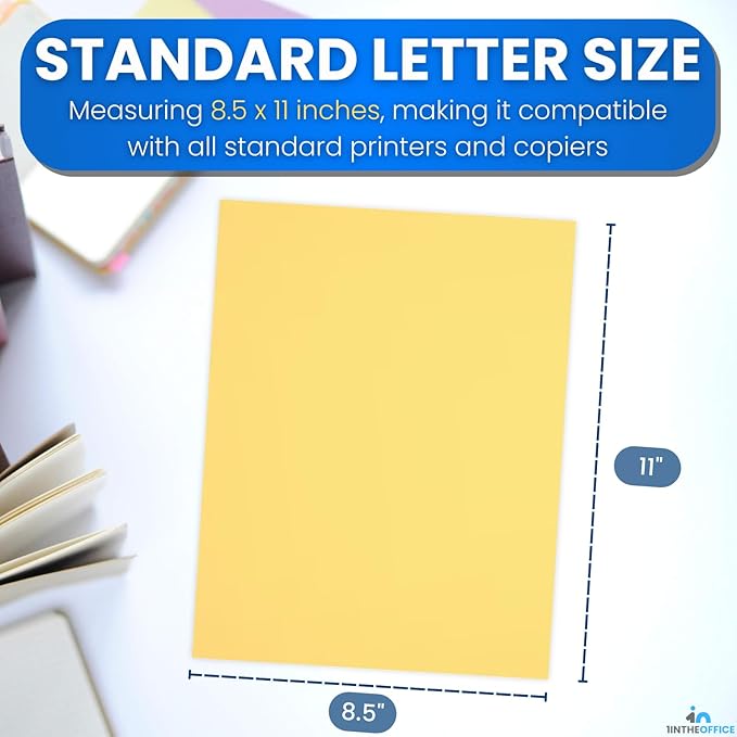 1InTheOffice Yellow Copy Paper, Printer Paper, Colored Copy Paper, 20 lbs., 8.5" x 11", 20 lbs., 500 Pack