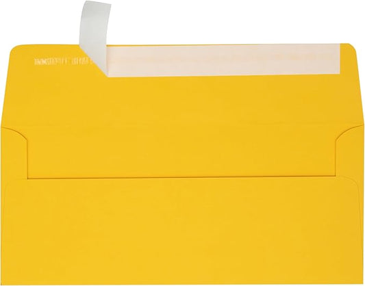LUXPaper #10 Business Envelopes | Peel & Press | 4 1/8" x 9 1/2" | Sunflower Yellow | 80lb. Text | 250 Qty