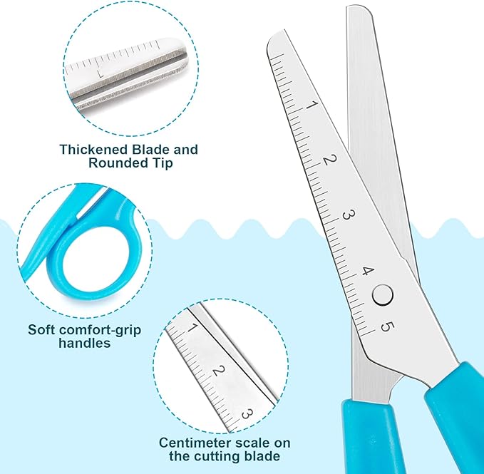 Toidgy 100 Pack Kids Scissors, 5 Inch Scissors Bulk for School, Blunt Tip Scissors for Kids Student Teacher,Kids Safety Scissors for Preschool Classroom Office Home,School Supplies Craft Cutting Paper