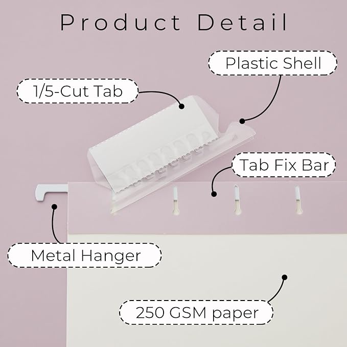 Y YOMA 6 Pack Gradient Hanging File Folders Letter Size Decorative Hanging Folder Pretty File Folder Organizer for Filing Cabinet Office Home with 1/5-Cut Adjustable Tabs, Dusty Violet