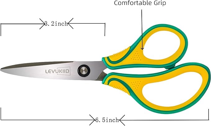 6.5-Inch Kids Scissors for Ages 8-12,pointed tip child scissors, Three Color Handles, Craft Cutting Tool