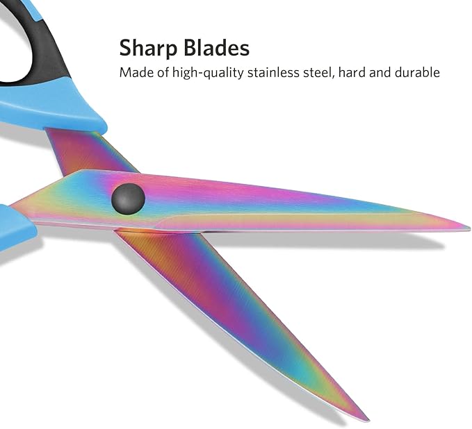 Tailor Scissors, Sharp Titanium Blades, Soft Grip Handle, Multi-Purpose Scissors Set of 3 Suitable for Families, Crafting, Office, and School Use, Blue/Black