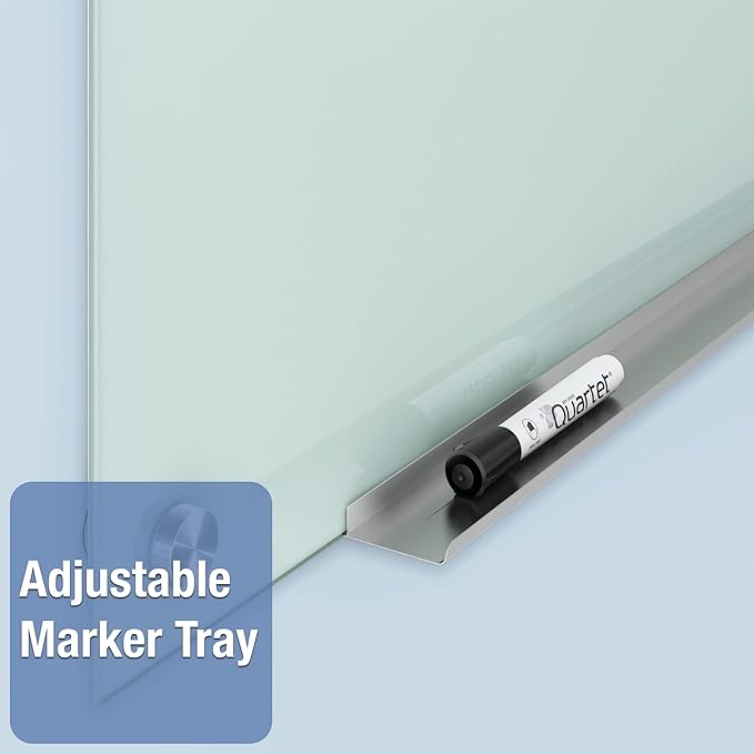 Quartet Whiteboard, Glass Dry Erase Board, Non-Magnetic, 6' x 4', Infinity Frameless Mounting, Frosted Surface, Accessory Tray and 1 Dry Erase Marker (G7248F)