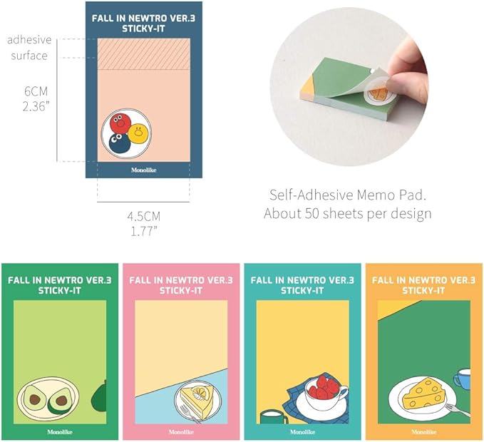 Monolike Fall in newtro Ver.3 Sticky-it - 5p Set Self-Adhesive Memo Pad 50 Sheets