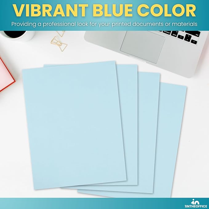 1InTheOffice Blue Copy Paper 8.5 x 11, Colored Copy Paper, Letter Size, 20lb Density, (500 Sheets)