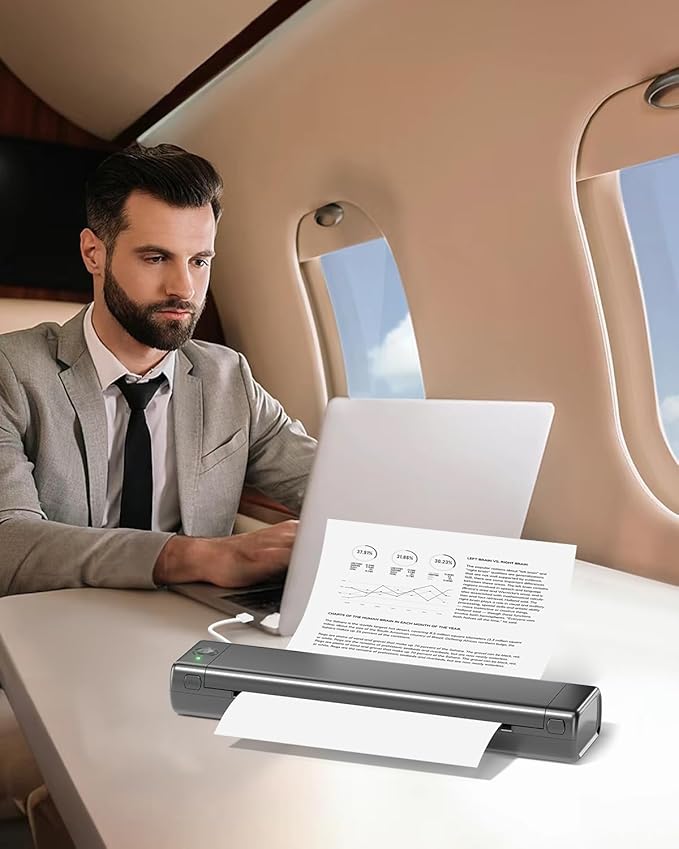 Phomemo Portable Printers Wireless for Travel, M08F Thermal Bluetooth Printer Support for 8.5"x11" US Letter, Small Inkless Printer Compatible with iOS, Android, Laptop for Car, Office, Home