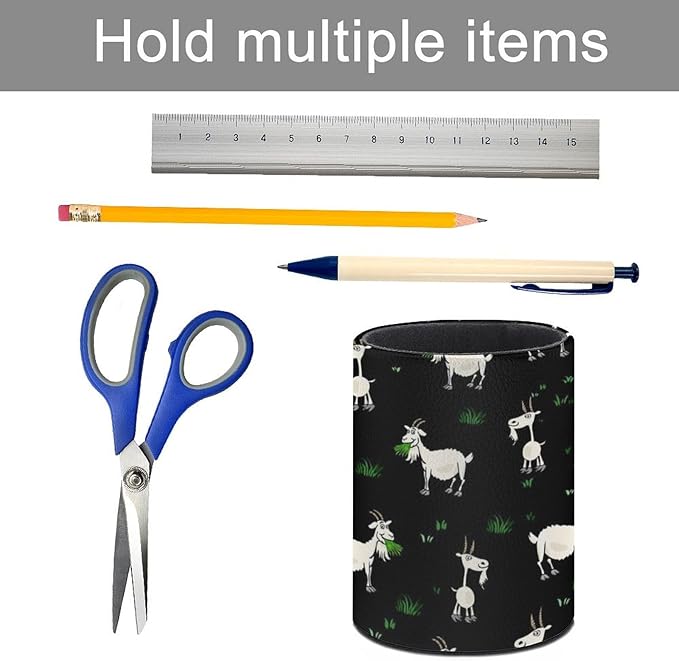 Goat Pen Holder Pencil Organizer Cute Pencil Cup Desk Decor Makeup Brush Holder PU Multifunctional Office Suppliesfor Home Classroom School