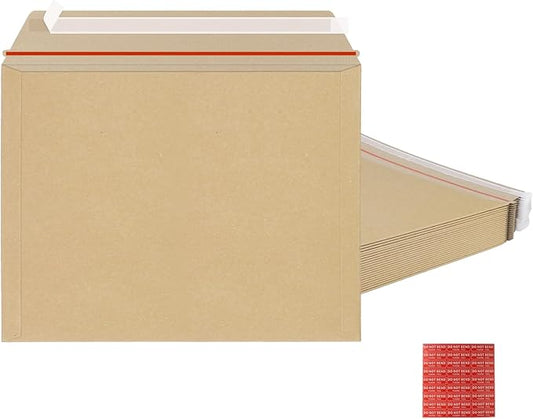 25 Pack 10x13.5 inch Kraft Rigid Mailer Self Seal Photo Document Mailers, Stay Flat Kraft Cardboard Envelopes Photography Mailers for Papers,Photos, Document