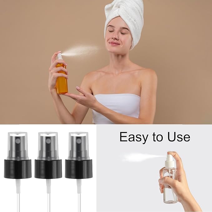 uxcell 12 Pcs Black Spray Top, 24/410 Fine Mist Sprayer Reusable Replacement Spray Bottle Pump Plastic Top for Cosmetic Perfume and Body Sprays Bottle