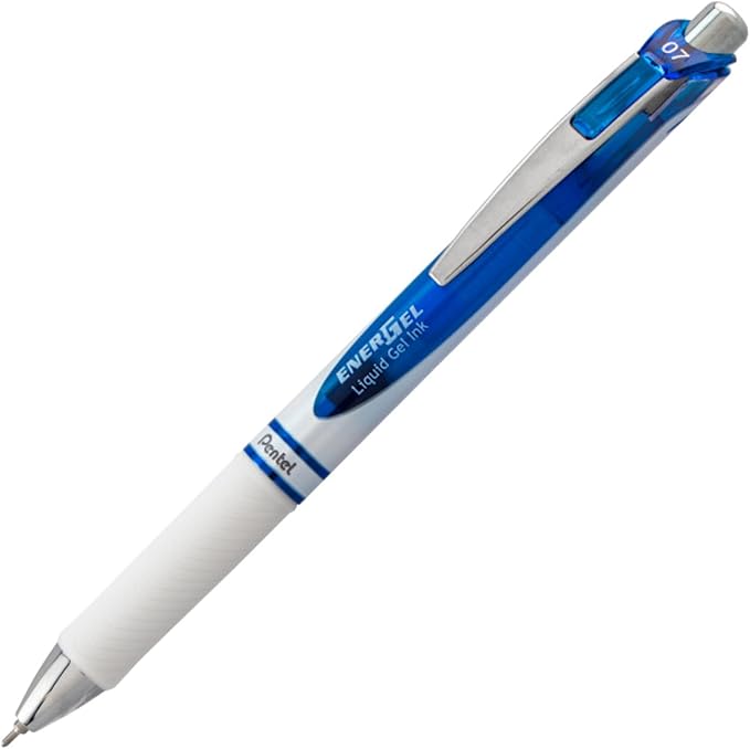Pentel EnerGel PEARL Retractable Liquid Gel Pen, 0.7mm Medium Line, Needle Tip, Blue Ink, 12 Pack Window Box