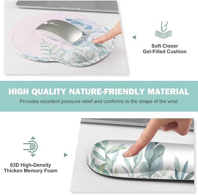 ToLuLu Desk Mat, XXL Large Mouse Pad Wrist Support Set，4 in1 Gaming Mousepad Desk Pad+ Ergonomic Mouse Pad with Wrist Rest + Keyboard Wrist Rest+Coaster for Home Office Computer Table, Green Grass