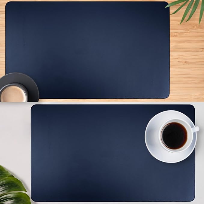 Desk Cover Mat Cute Desk Mat Pad Mat 31.5"x15.7" Laptop Mat for Desktop Computer Desk Pads on Top of Desks Non-Slip PU Leather Large Mouse Pad Office Desk Dark Blue Office Desk Accessories