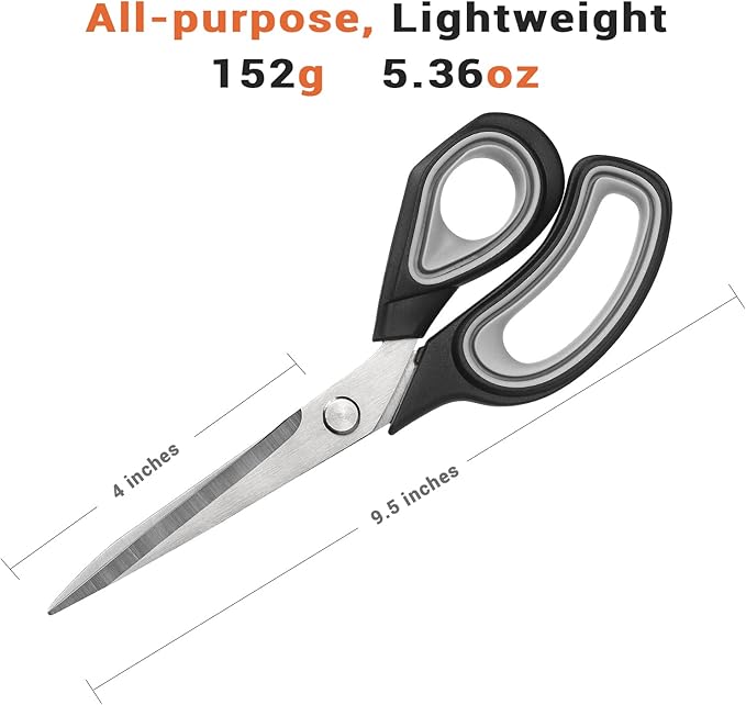 Premium Tailor Scissors Heavy Duty Multi-Purpose Titanium Scissors Professional for Leather Cutting Industrial Sharp Sewing Shears, Gray