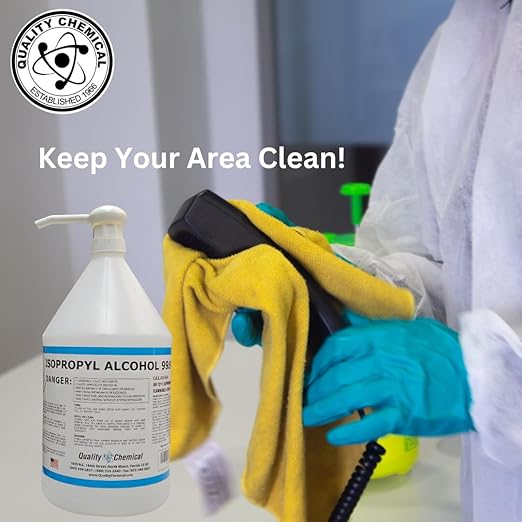 Quality Chemical - Super Premium - 99.9% Pure Isopropyl Alcohol (IPA) - Made in The USA - (1) 128 Fl Oz Bottle - Concentrated Isopropyl Alcohol with Dispensing Pump (Combo)