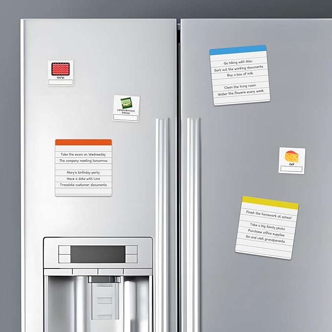 Sticky Notes 4x4 with Ruled Lined,Dry Erase Magnetic Sheets,Small Magnetic Stickers,24 Pieces,Work for Fine Markers on Fridge or Whiteboard