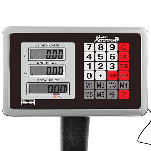 XtremepowerUS 600LB Weight Computing Postal Scale Digital Floor Large Platform Warehouse Shipping LB Price Calculator Foldable