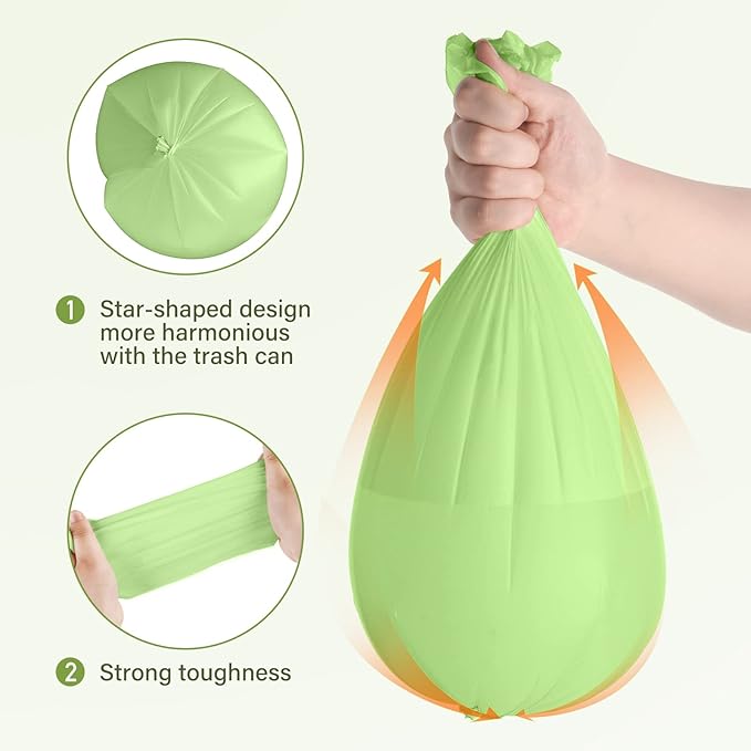 Eargardin 5 Gallon Trash Bags Compostable Compost Small Garbage Bag Extra Thick 0.78 Mil for Kitchen Bathroom BPI Certified 45 Counts, Green