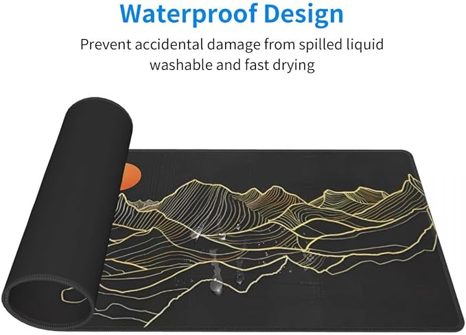 Desk Pad,Office Desk Mat 31.5"×11.8" Large Gaming Mouse Pad,Durable Extended Computer Mouse Pad,Waterproof Thick Big Mouse Pads with Non-Slip Rubber Base Office Home Black Mountain Sunset