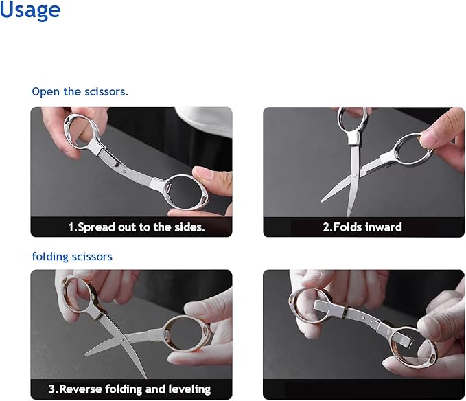 Mini Folding Scissors, Safe Portable Travel Mini Scissors, Stainless Steel Retractable Small Scissors for Home Office, Safe Portable Travel Scissors, 2 Piece Set (rose gold)