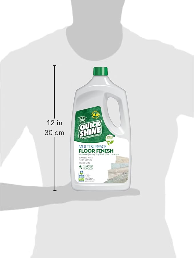 Quick Shine Multi-Surface Floor Finish-Polish 64oz-4pk | Safer Choice, No PFAS, pH Neutral Clean Shine Technology | Squirt & Spread | For Wood, Laminate, LVP, LVT, Tile & Stone | Made in USA
