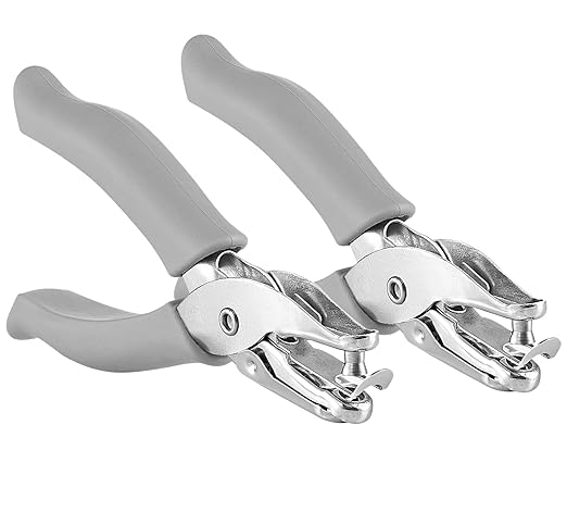 Single Hole Punch Metal Grey, 1/4” Hole Puncher with Soft Grip Handles for Paper and Crafts Round Circle Shape, for Kids and Adults, Also Available in Green, Pink, Red, Blue, Purple, 2 Pc – by Enday