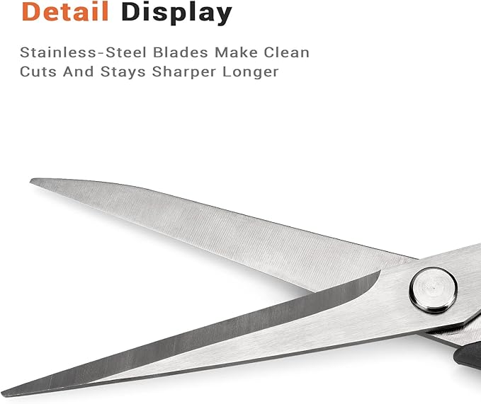 Premium Tailor Scissors Heavy Duty Multi-Purpose Titanium Scissors Professional for Leather Cutting Industrial Sharp Sewing Shears, Gray